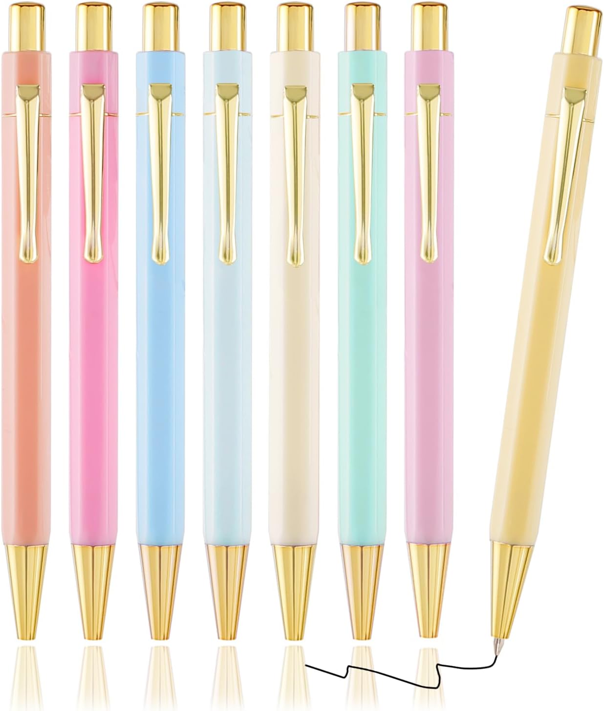 Bolígrafos hexagonales de gel de plástico dorado, 8 unidades, escritura suave y tinta negra de 0.028 in, bonitos bolígrafos para mujeres, hombres y