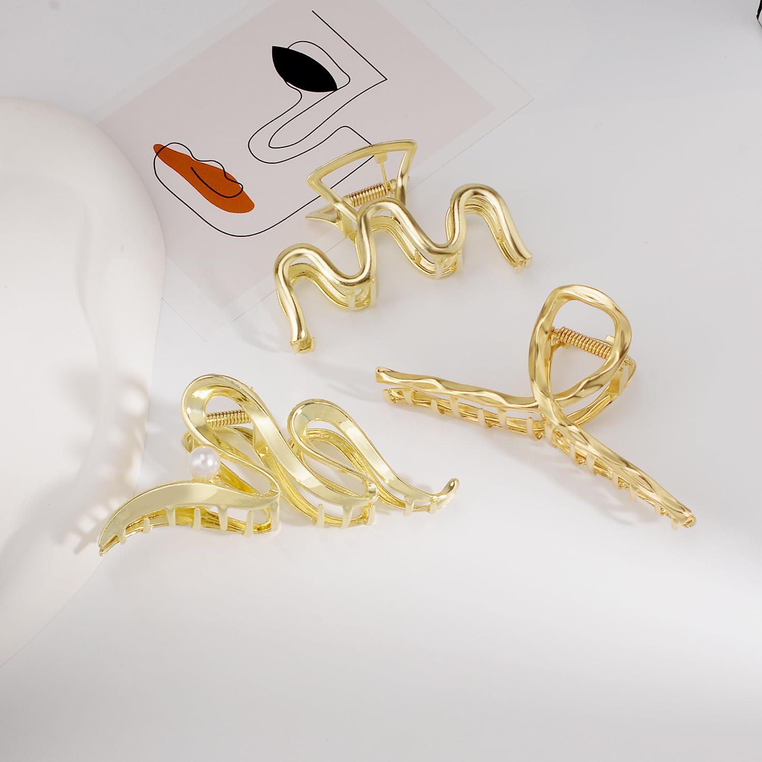 Mehayi 3 pinzas de metal grandes para cabello grueso y pesado, pinzas de sujeción fuerte para cabello largo, accesorios de peinado de moda para
