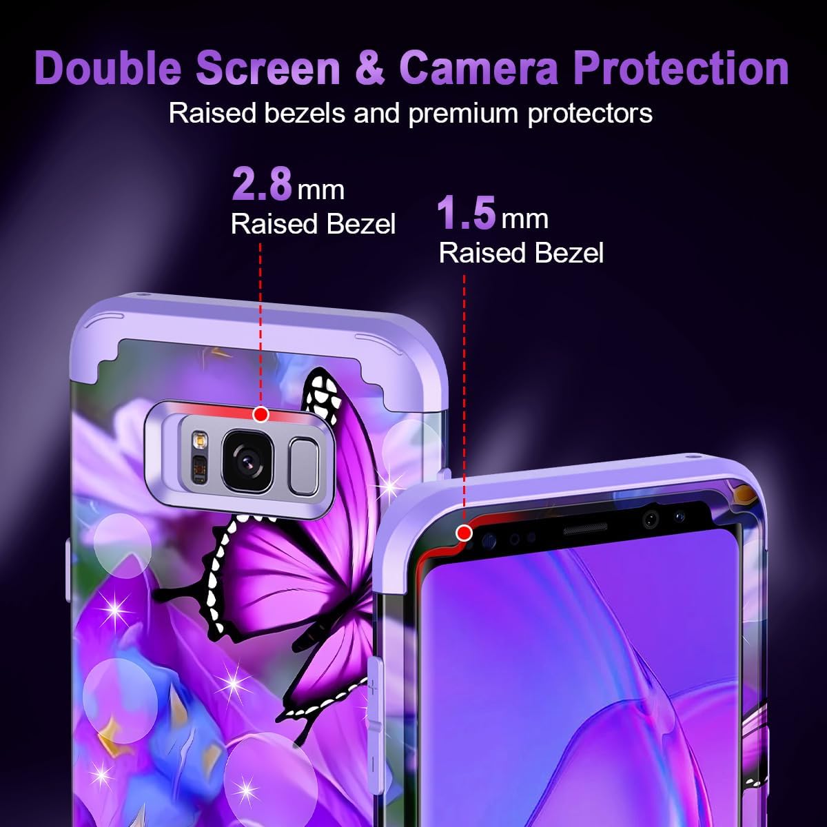 Miqala Funda para Galaxy S8, diseño de mármol de tres capas, resistente, a prueba de golpes, de plástico duro, funda protectora de goma de silicona