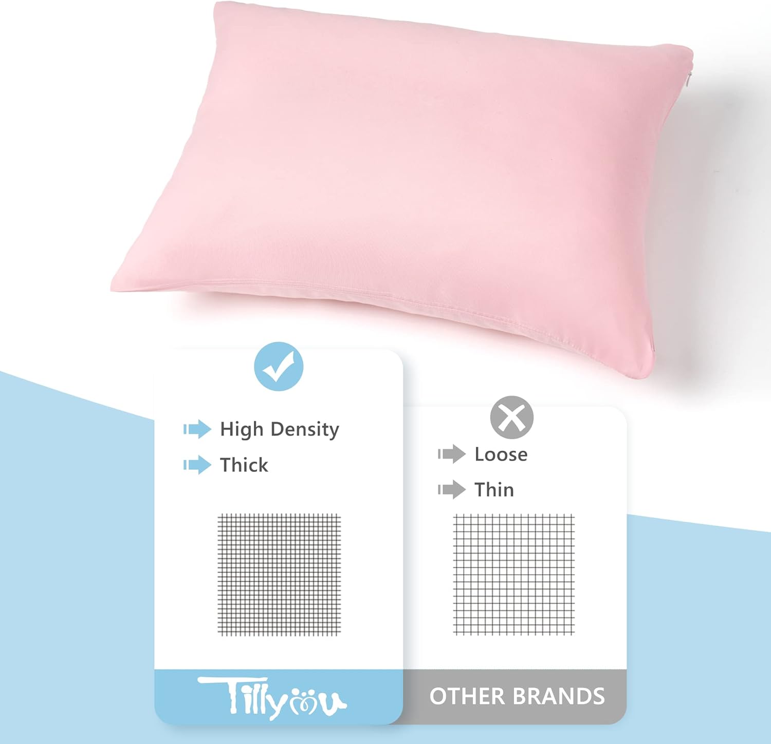 TILLYOU Paquete de 2 fundas de almohada para niños pequeños con cremallera, de microfibra suave y sedosa de 13 x 18 pulgadas, fundas de almohada de