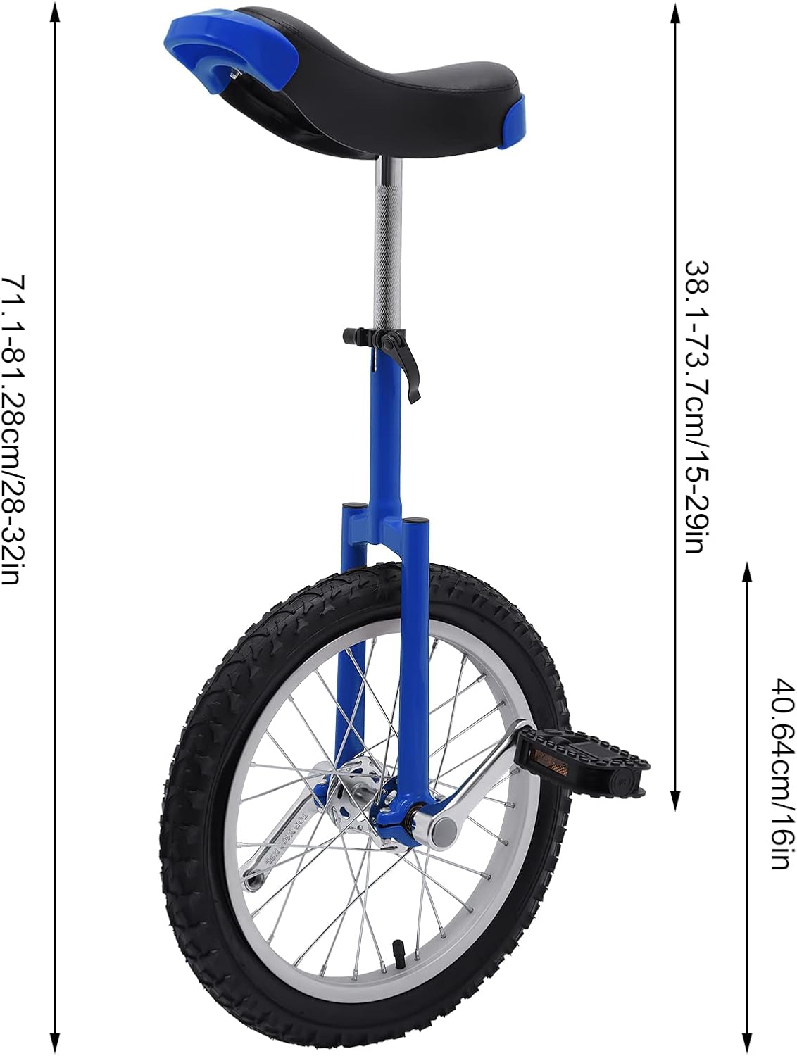 Monociclo de rueda de 16 pulgadas con borde de acero, monociclo de una rueda, asiento ajustable para adolescentes, adultos, deportes al aire libre,