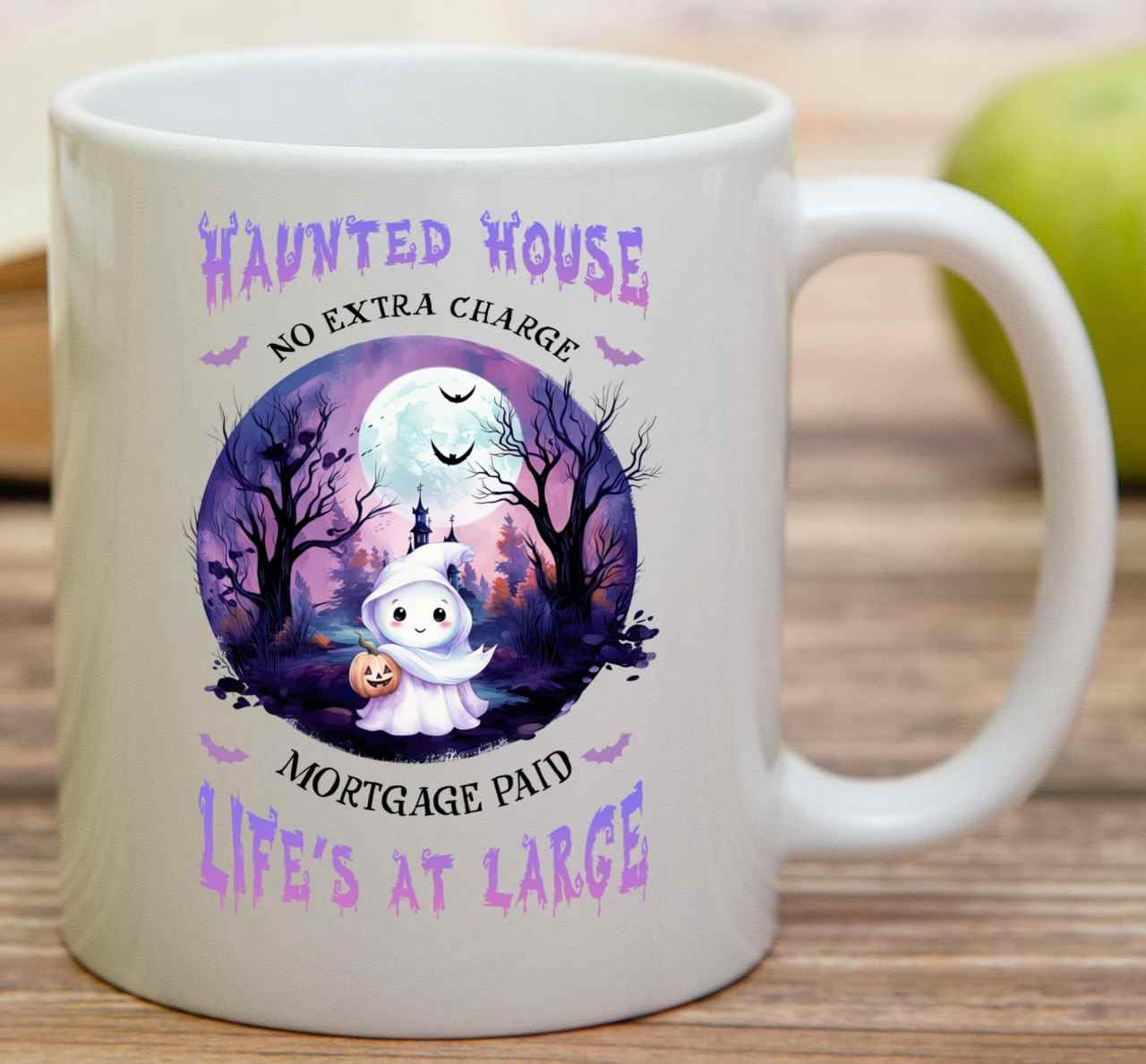 Funny Gift Unique Halloween Home Decor Gift For Ghost Hunters, Haunted House Lovers And Risk Takers- No Extra Charge Mortgage Paid Life’s At Large-