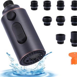 iVIGA Reemplazo de cabezal de rociador de grifo extraíble, boquilla de cabezal de pulverización extraíble de 3 funciones de bronce aceitado con 9 iVIGA Reemplazo de cabezal de rociador de grifo extraíble, boquilla de cabezal de pulverización extraíble de 3 funciones de bronce aceitado con 9