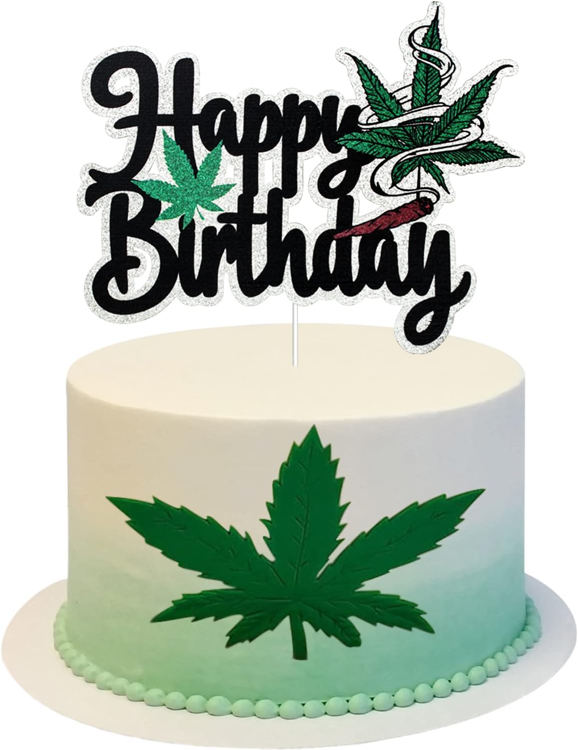 Decoración para tarta de cumpleaños con hojas de maceta  Decoración para tarta de cumpleaños con texto en inglés Have a Dope  Decoraciones de