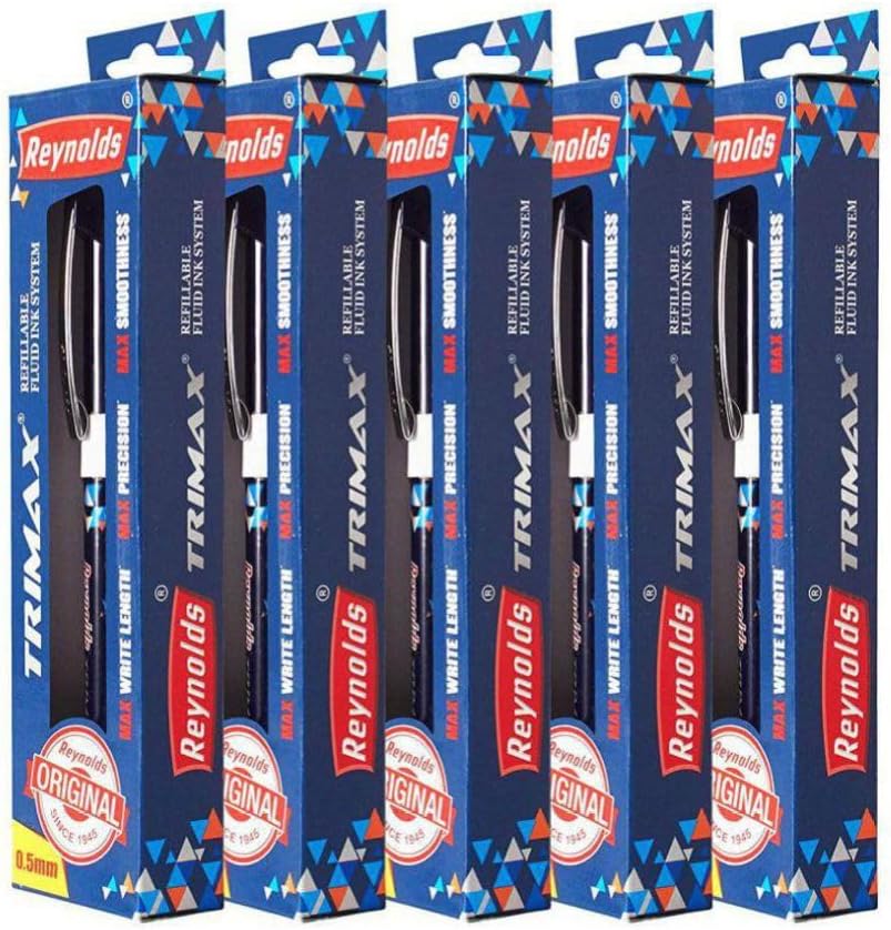 TAM Creatio Trimax – Bolígrafo ligero con agarre cómodo para una escritura extra suave, papelería escolar y de oficina, 5 piezas (rojo)