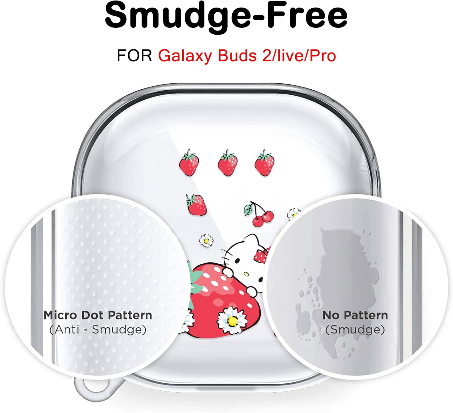 Bonita funda de gato para Samsung Galaxy Buds 2Buds Pro con llavero Kawaii de gato de fresa para mujeres y niñas, funda protectora de silicona suave