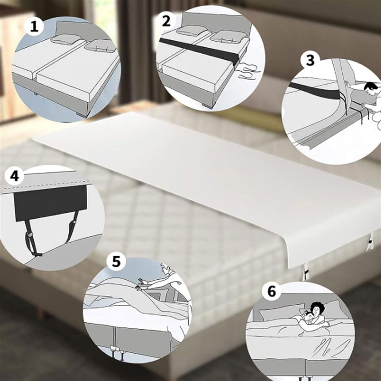 Relleno de espacio para cama, relleno de espacio King dividido para cama ajustable, conector de colchón, para convertir las camas individuales en