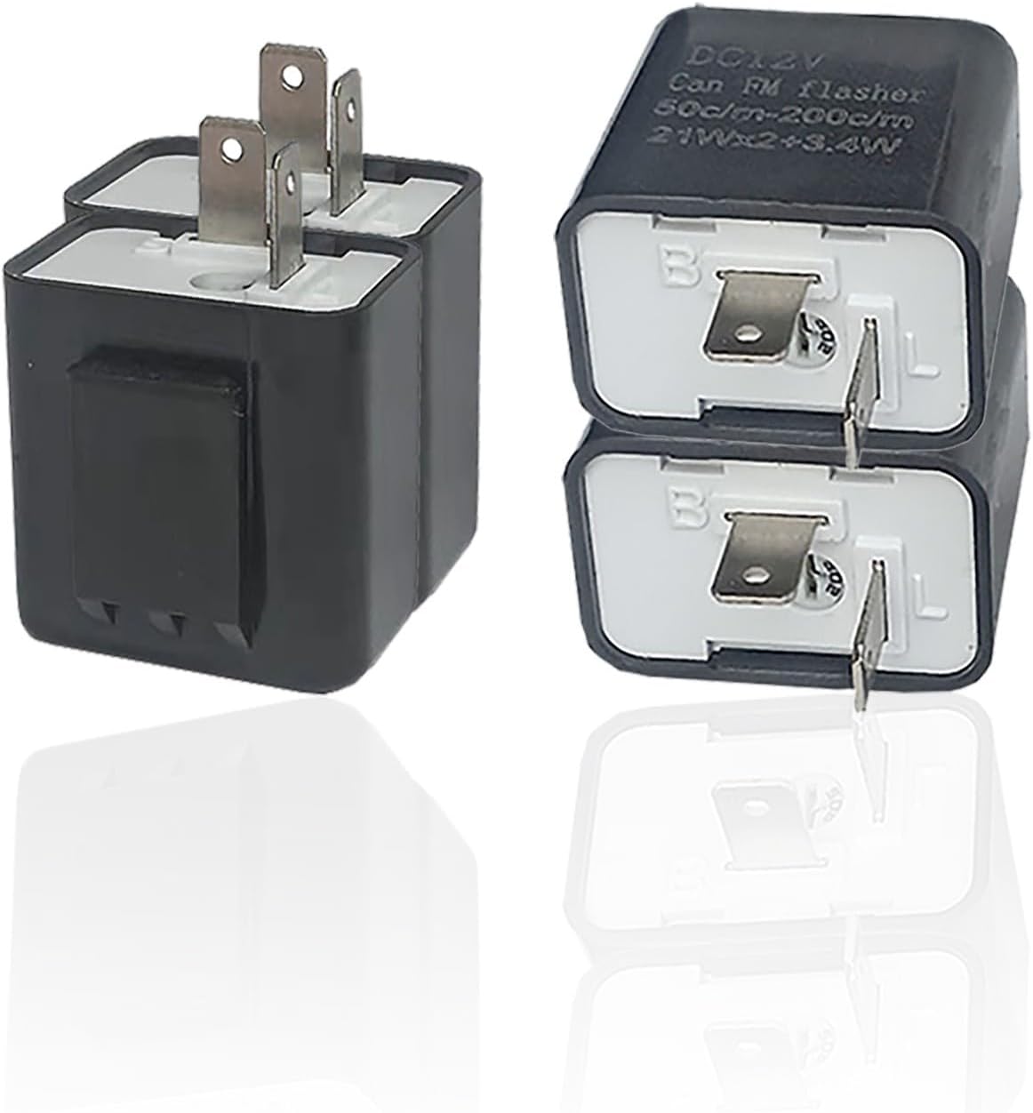 Hawyet 4 relés intermitentes para automóvil, CC de 12 V LED de frecuencia ajustable, relé de señal de giro de 2 pines, dispositivo de control de