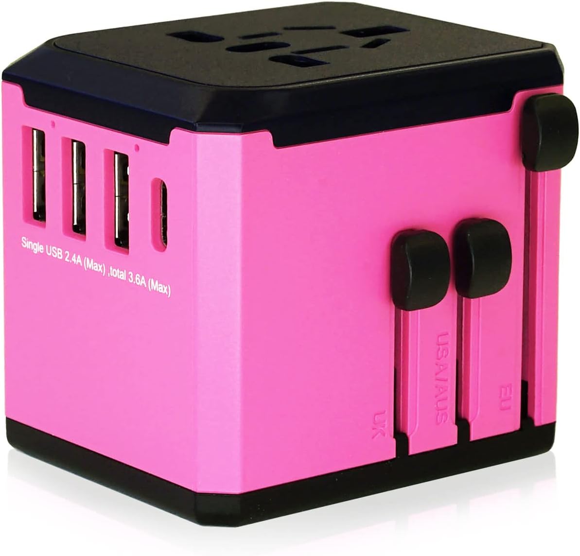 Adaptador de viaje, cargador de pared universal adaptador de enchufe de CA con alimentación inteligente de 3.6 A y USB tipo C de 3.0 A para EE. UU.