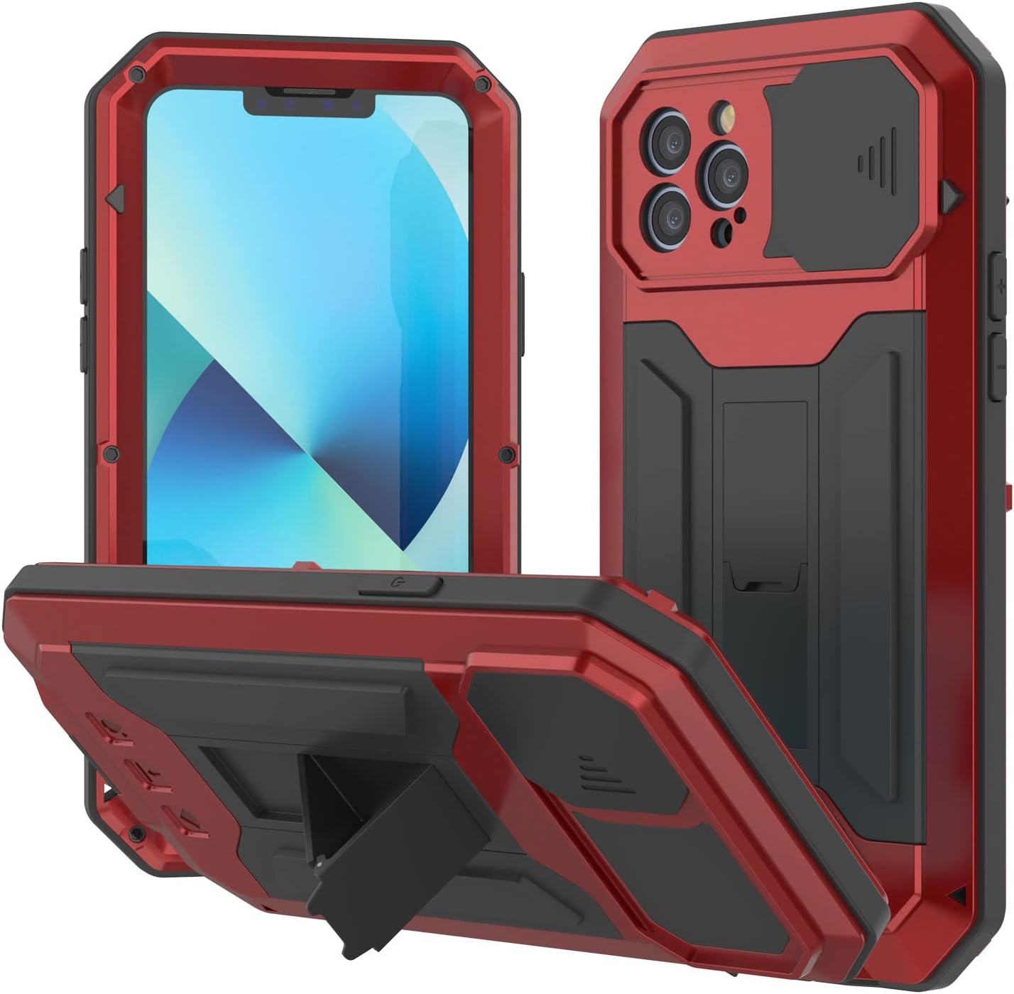 PunkCase Funda de metal para iPhone 13 Pro 2.0  Cubierta de armadura resistente  Diseño de aluminio y TPU de cuerpo completo con protector de