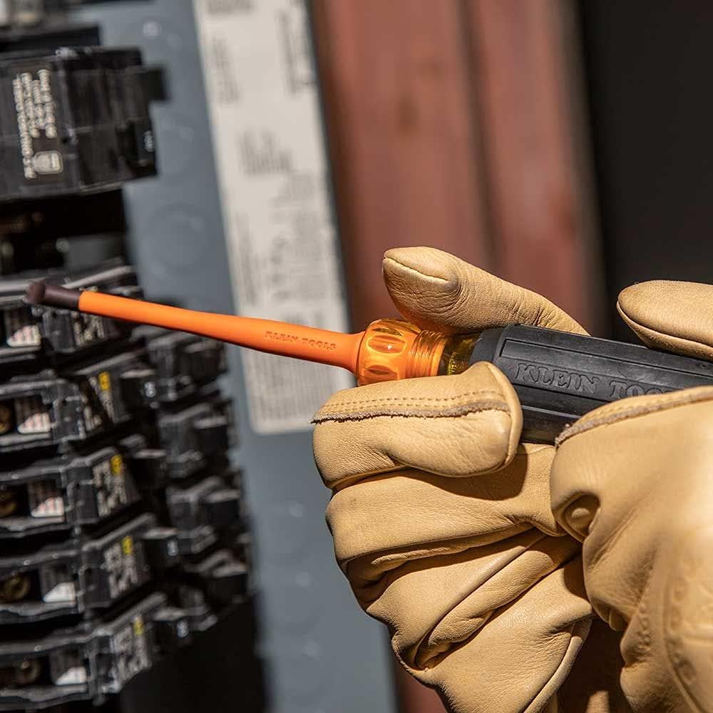 Klein Tools 6916INS – Destornillador aislado de punta delgada de 1000 V, vástago redondo de 6 pulgadas, punta de gabinete de 316 pulgadas, mango de