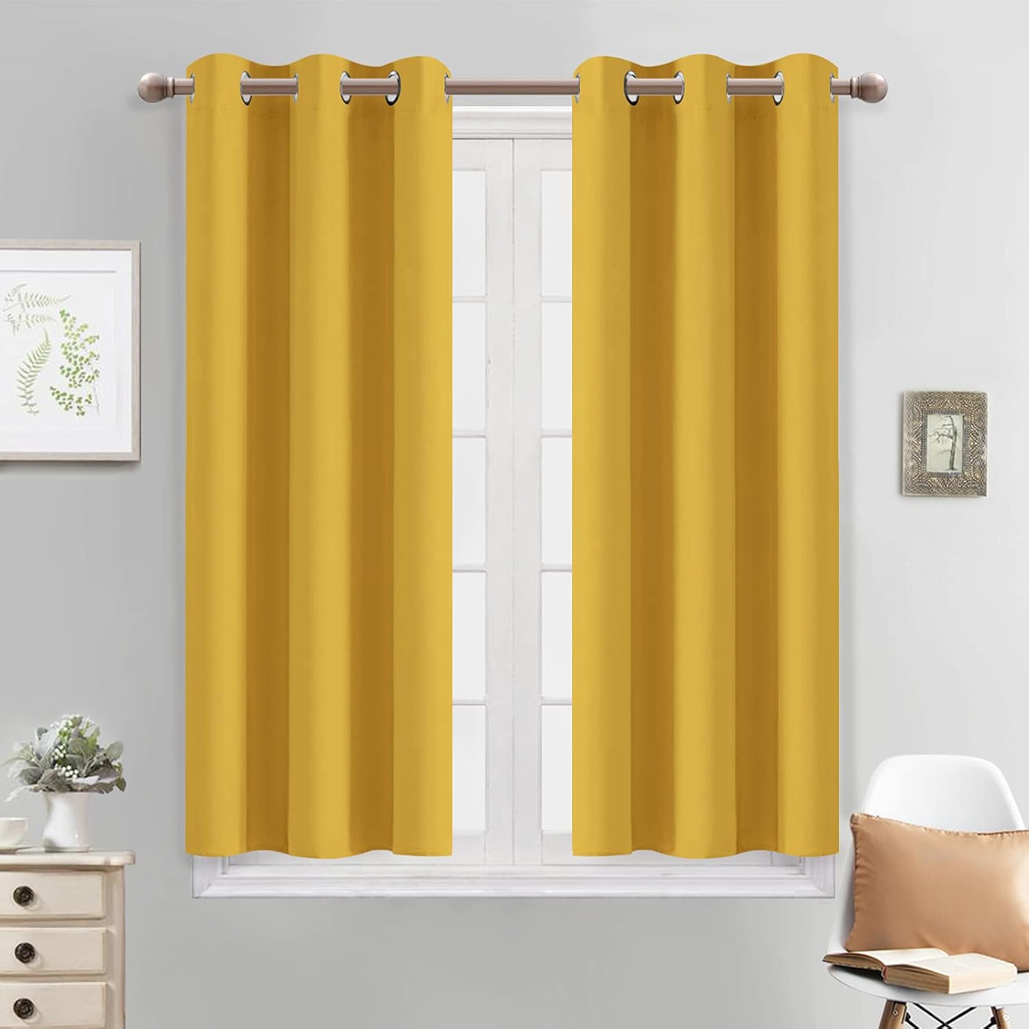 Yakamok – Cortinas blackout para habitación, con ojales, térmicas, para oscurecer la habitación o sala, juego de 2 paneles