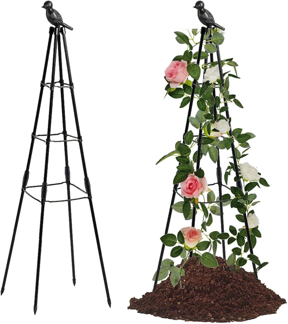 Enrejado de jardín, soporte para plantas trepadoras al aire libre e interior, plantas en maceta, flores, verduras y vides, torre de jaula de tomate,