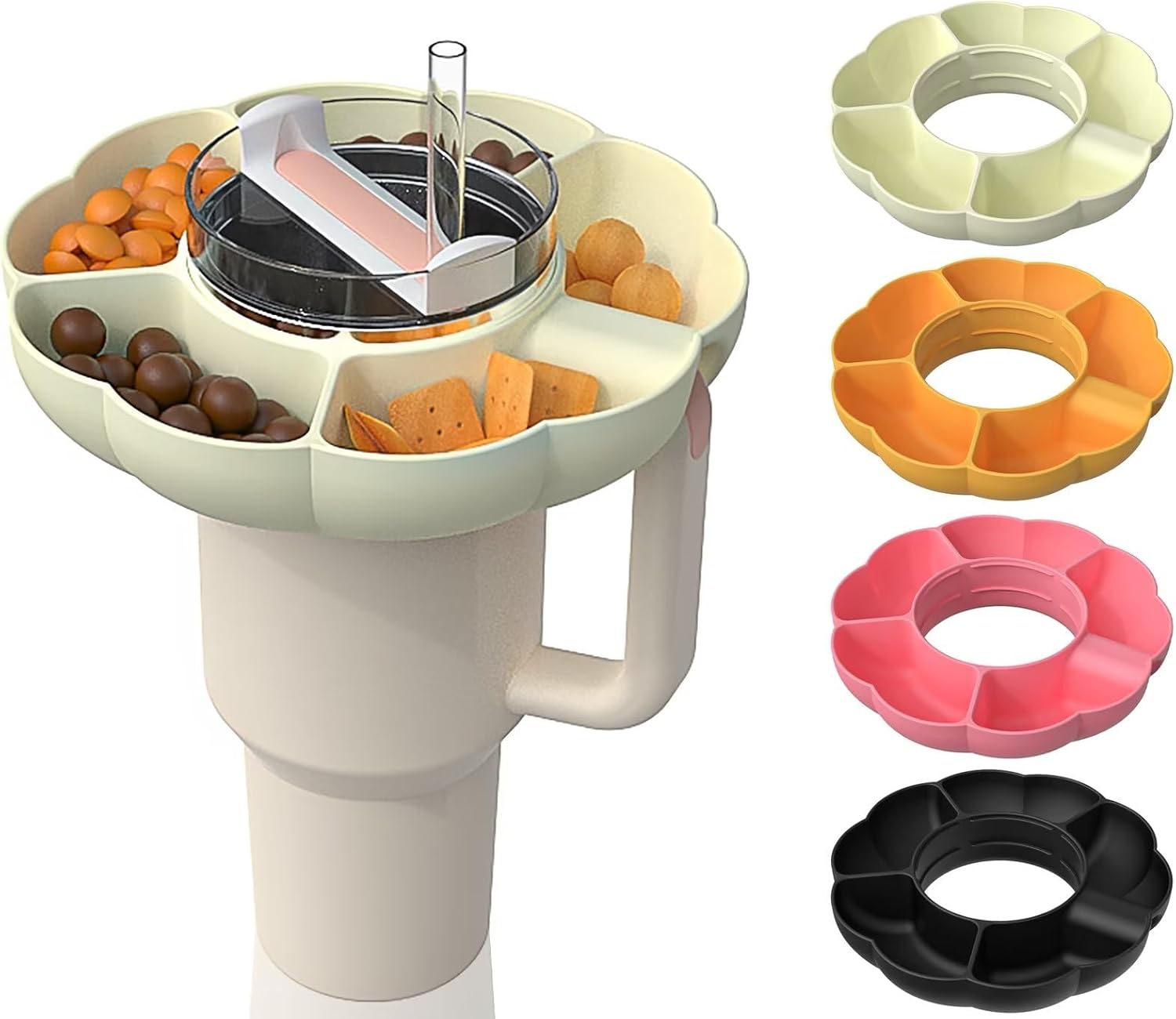 Stanley – Bandeja de aperitivos para vaso Stanley de 40 onzas con asa, accesorios de taza Stanley para Stanley Dupe de 40 onzas, soporte de anillo