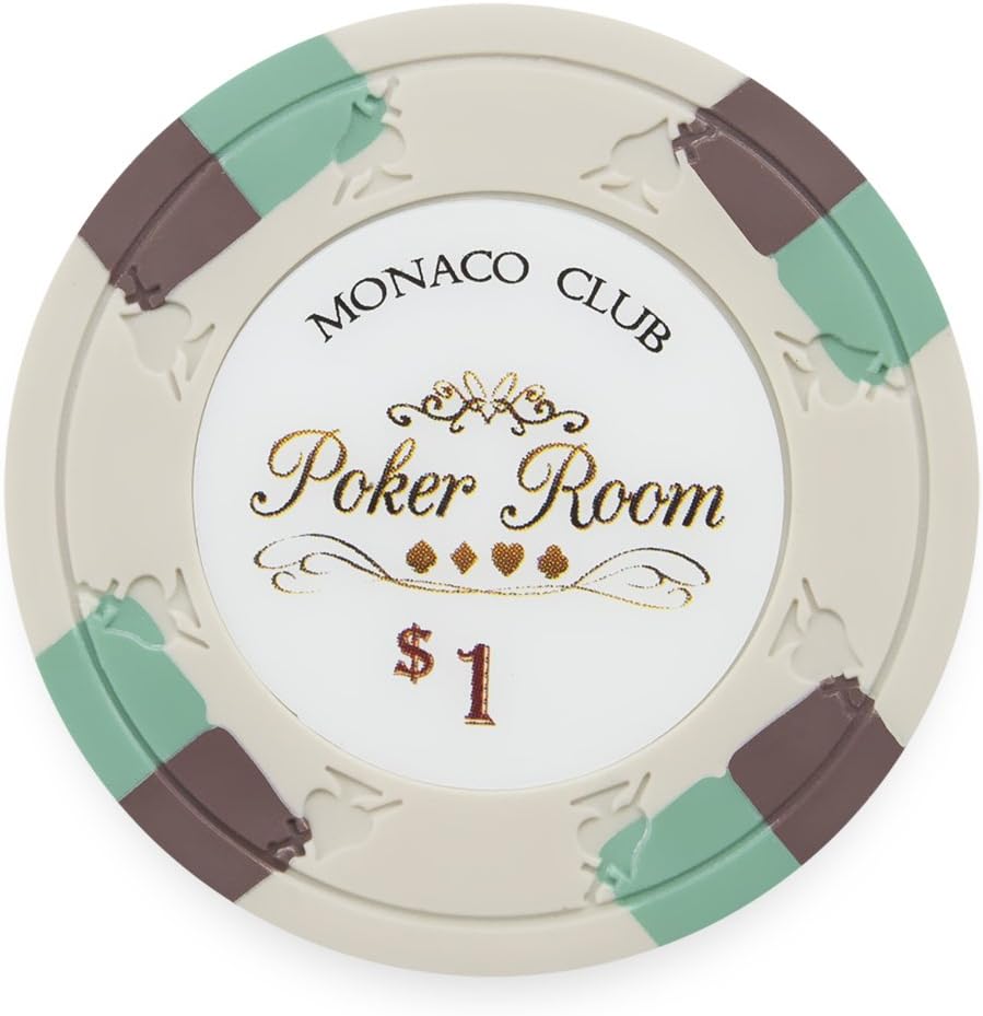 Paquete de 50 fichas de póquer Monaco Club, compuesto de arcilla pesada de 0.48 oz