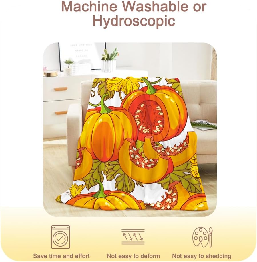 Manta decorativa de otoño para bebé, manta de forro polar para otoño, manta de calabaza naranja para niños pequeños, cuna, sofá, manta ligera y