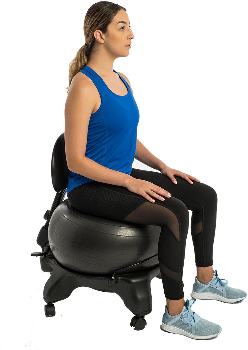Aeromat Silla de bola de ejercicio ajustable para sentarse activa, soporte de columna vertebral, silla de oficina para sentarse prolongadamente,