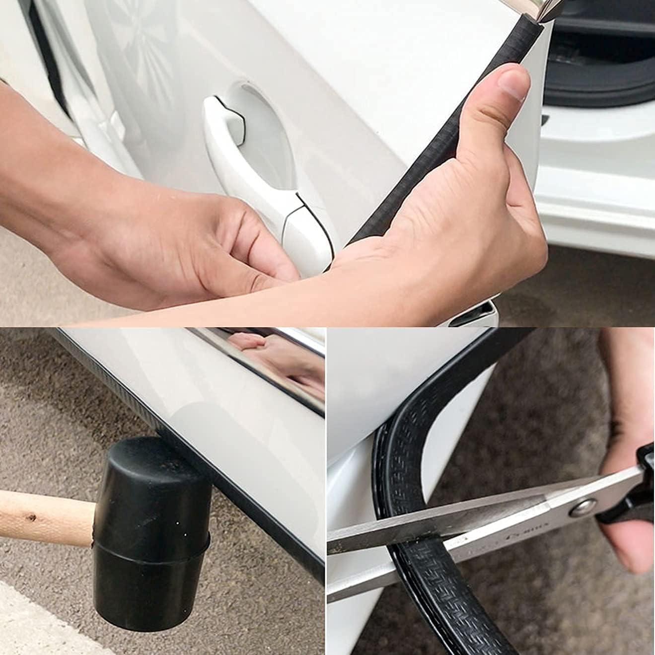 Borde blanco de goma con canal en U con metal de 12 x 38 pulgadas, para espacio de 364 a 14 pulgadas, tira de sellado de borde de puerta de