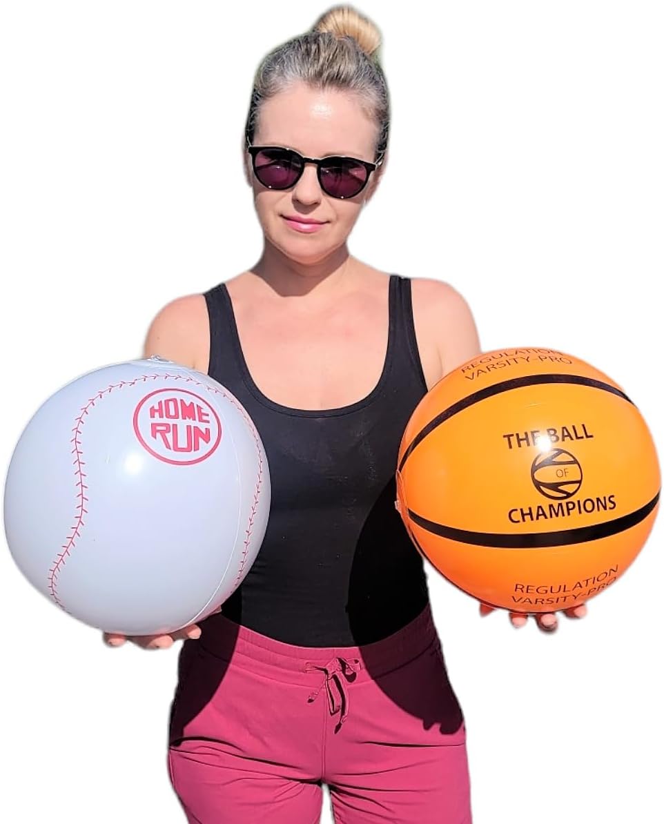 Surtido de pelotas de playa deportivas de 16 pulgadas (fútbol, pelota de fútbol, béisbol y baloncesto) juguete inflable para fiesta