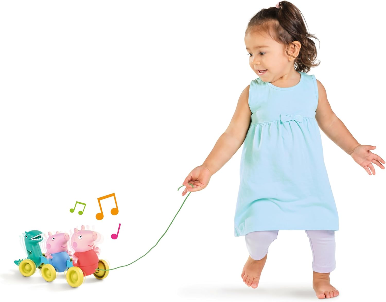 TOMY Toomies Peppa Pig Pull Along Toy – Peppa Pig Juguetes con música y ruedas – Juguetes de empuje para bebés y niños pequeños con acción de