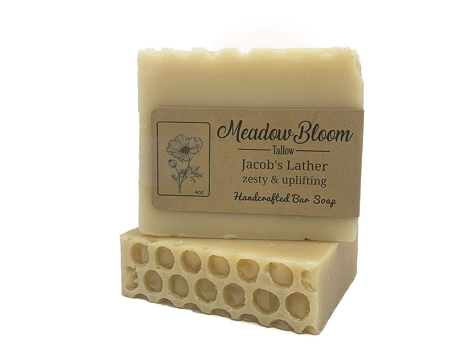HUNTER CATTLE CO. EST’D 2004 HC Meadow Bloom – Jabón en barra de sarga, miel y limón, 1 paquete, hecho con barra de jabón hecha a mano 100% natural,