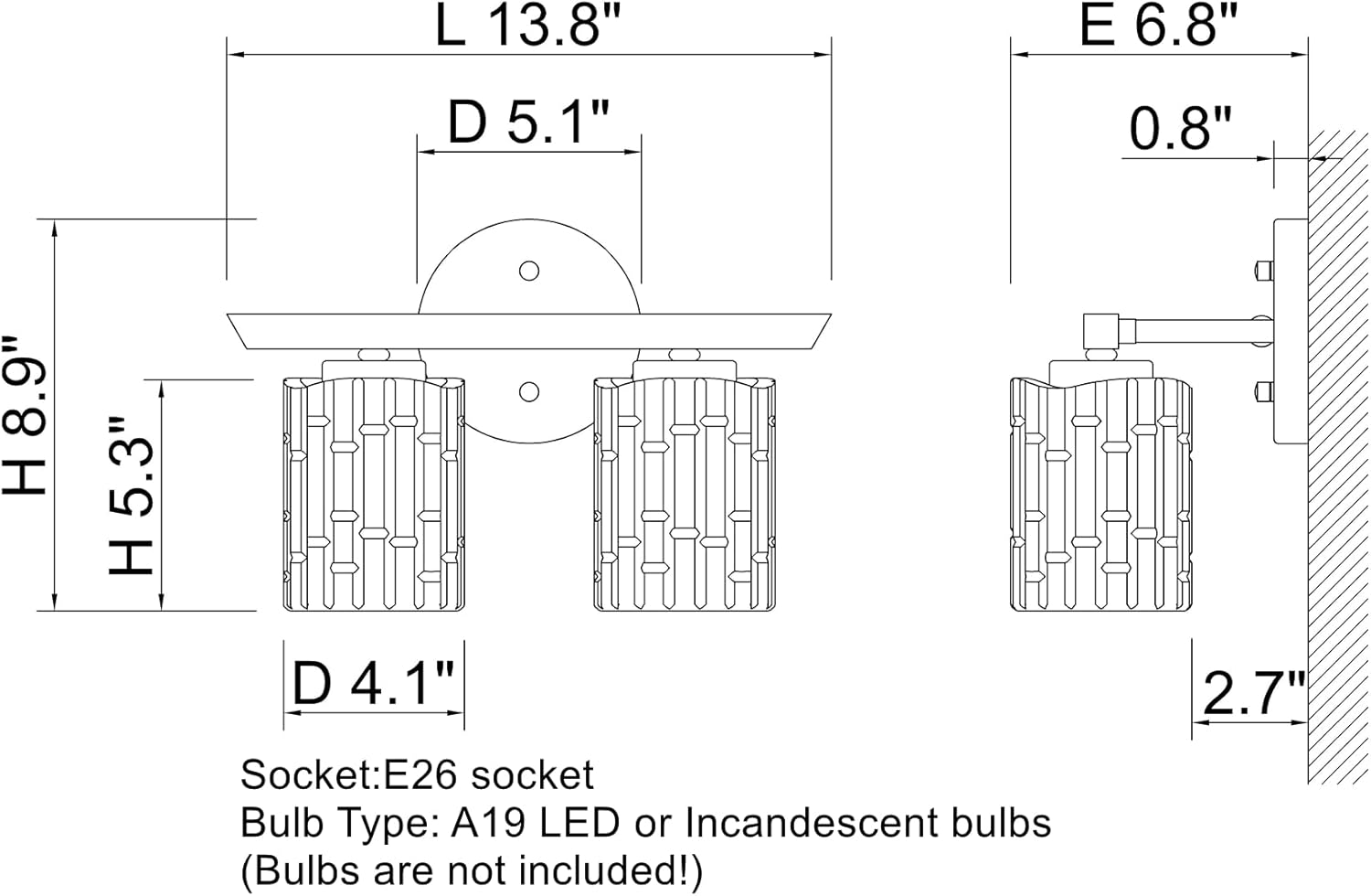 ALICE HOUSE Luces de tocador de 13.8 pulgadas, 2 luces de montaje en pared, luces de baño de latón cepillado sobre el espejo, iluminación de baño,