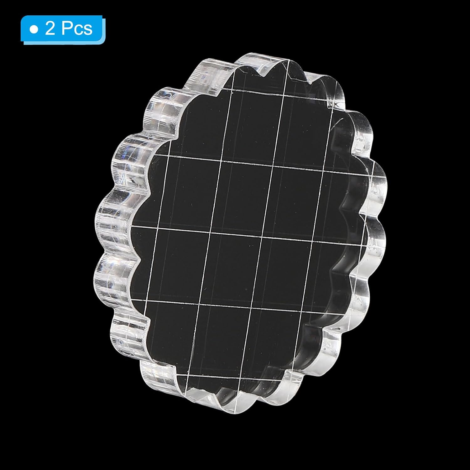 PATIKIL Bloque de sello acrílico de 2 pulgadas, paquete de 2 bloques de estampado transparentes con líneas de cuadrícula, bloques de montaje