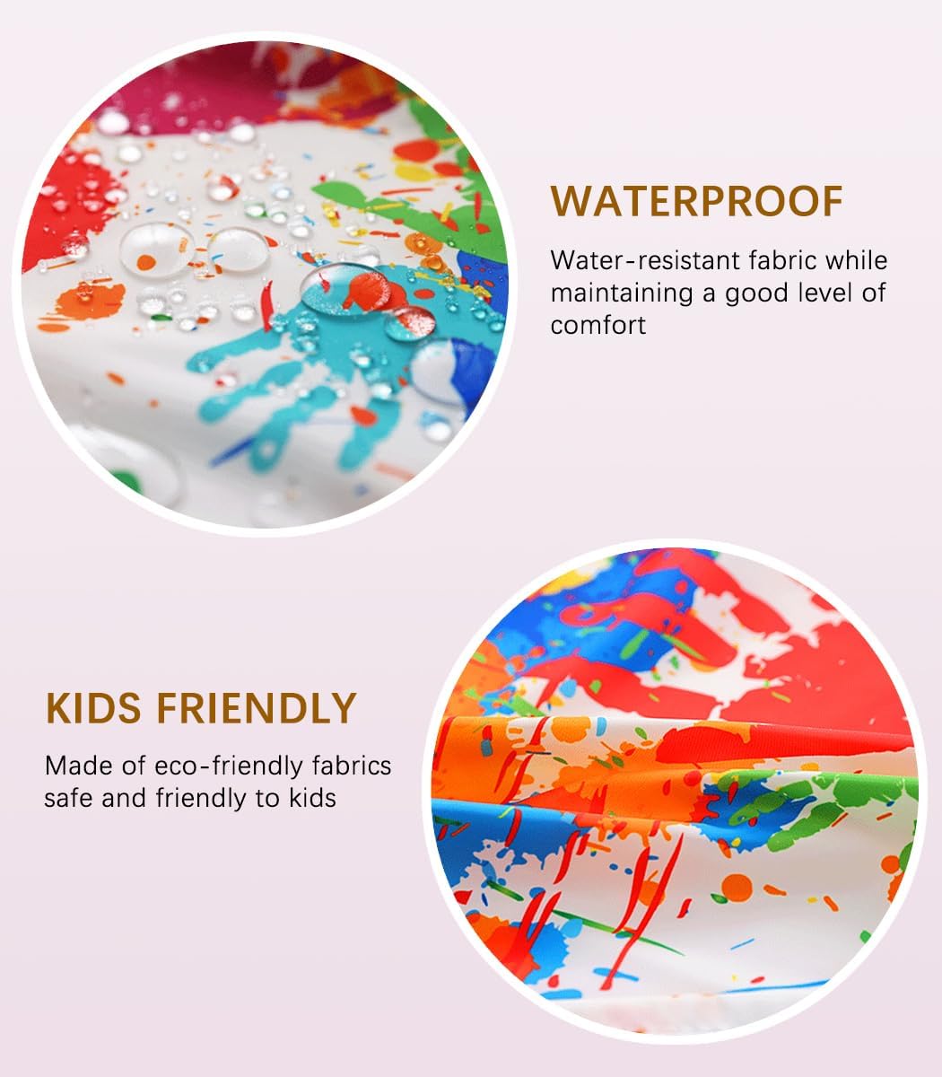 Bata de arte para niños, delantal de pintura para niños, bata de artista con bolsillo y mangas largas, sección larga, impermeable