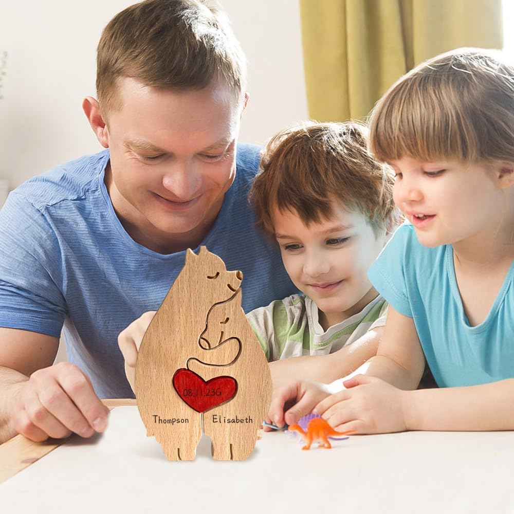 Rompecabezas de madera personalizado para la familia, regalos con nombre, rompecabezas de madera personalizable con 1-8 nombres, pieza decorativa
