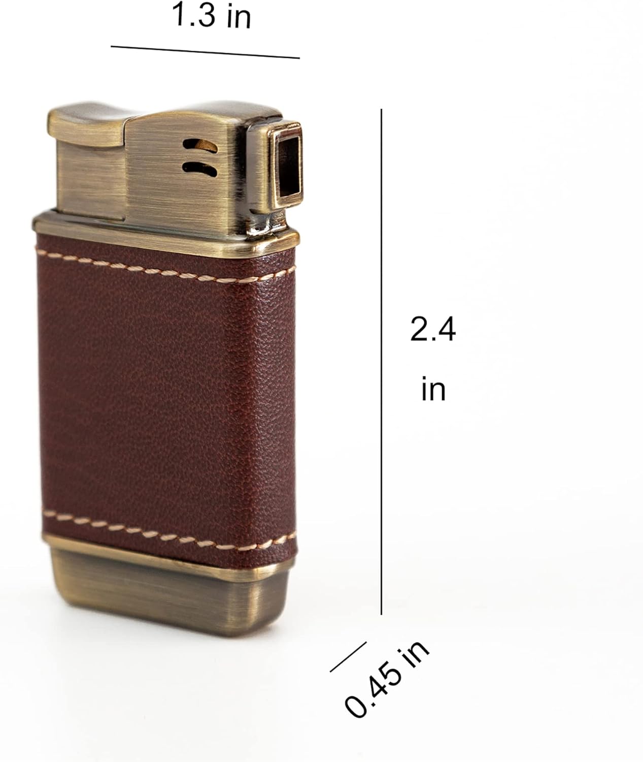 SMKOLIN Encendedor de tubo pequeño de cuero suave llama interior butano recargable (sin gas) (marrón)