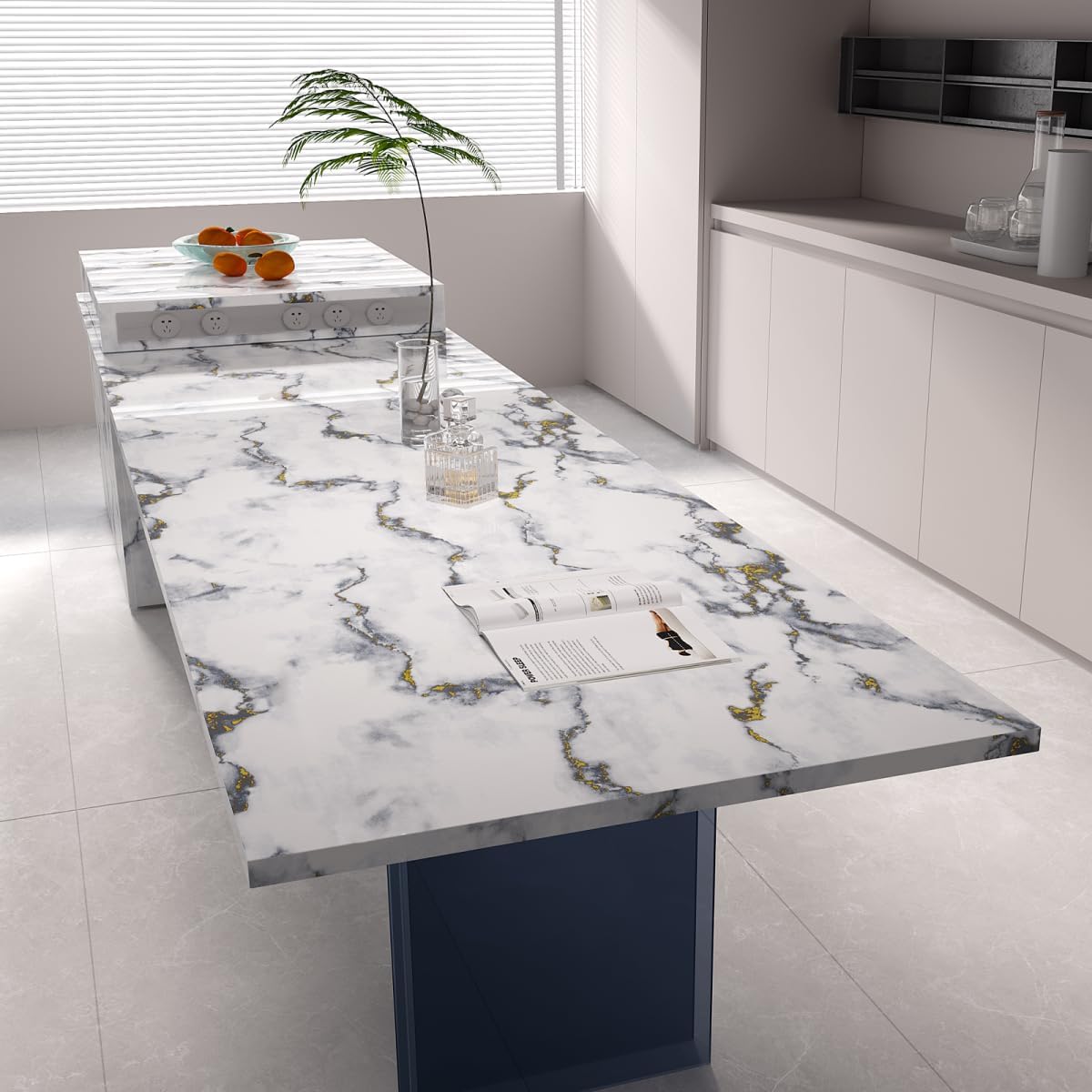 Papel de contacto de mármol gris texturizado autoadhesivo de PVC extraíble para baño, encimeras de cocina, armarios, muebles (17.7 x 78.7 pulgadas
