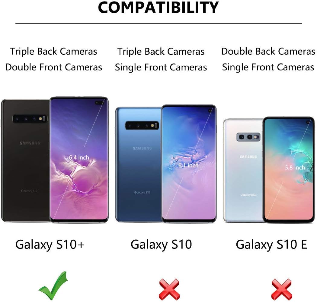 Jeylly Funda para Galaxy S10 Plus, para Galaxy S10 Plus Linda, ultra delgada de 3 colores híbrida de impacto de cuerpo completo, resistente,