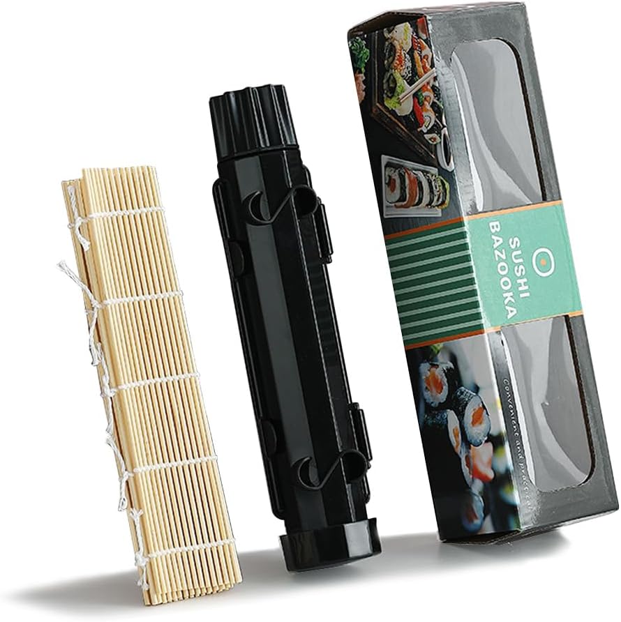 Bazooka de sushi con tapete de bambú para sushi, kit de fabricación de sushi para principiantes para la familia, 2 piezas