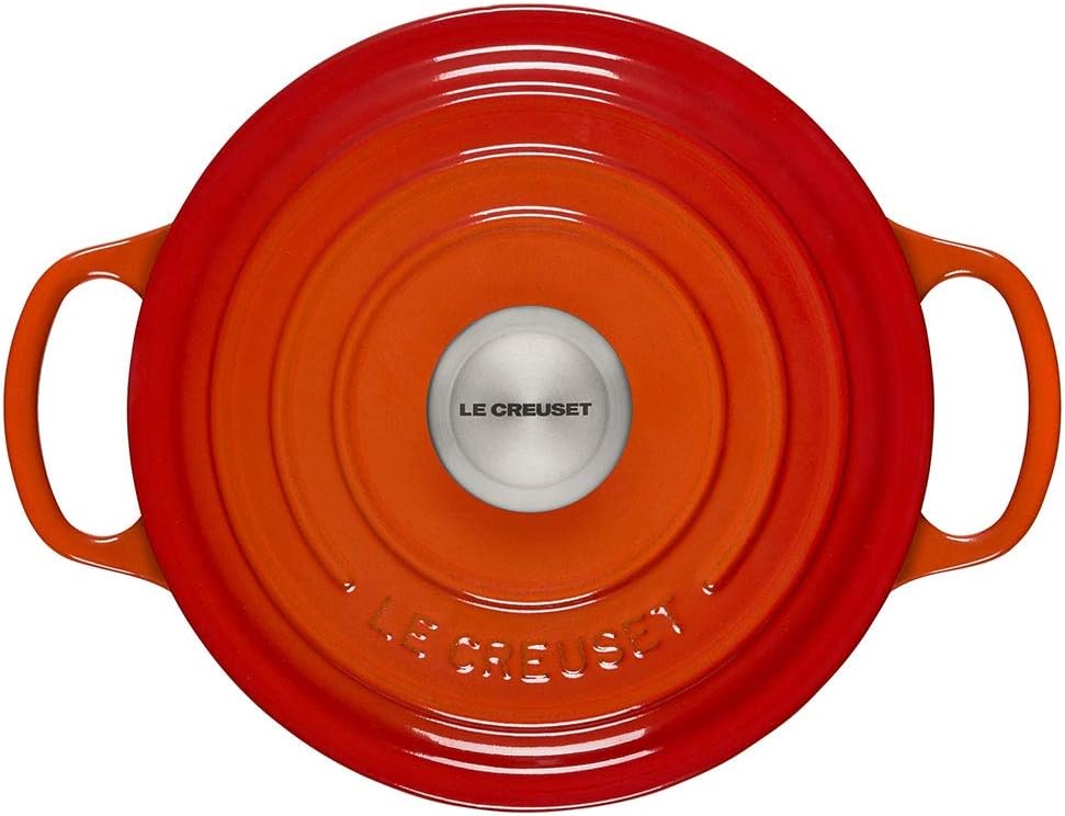 Le Creuset Juego de utensilios de cocina de hierro fundido esmaltado de 5 piezas SS Knob Condo – Llama