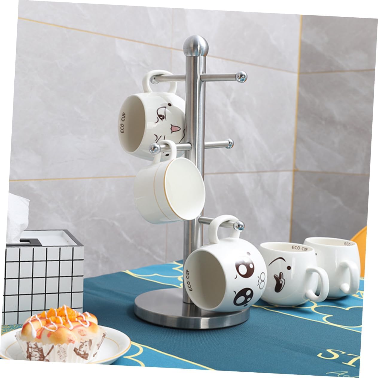 HOMSFOU Organizador de armario de metal para ropa, tazas de café de metal, soporte rústico para tazas de café, soporte para taza de café, soporte