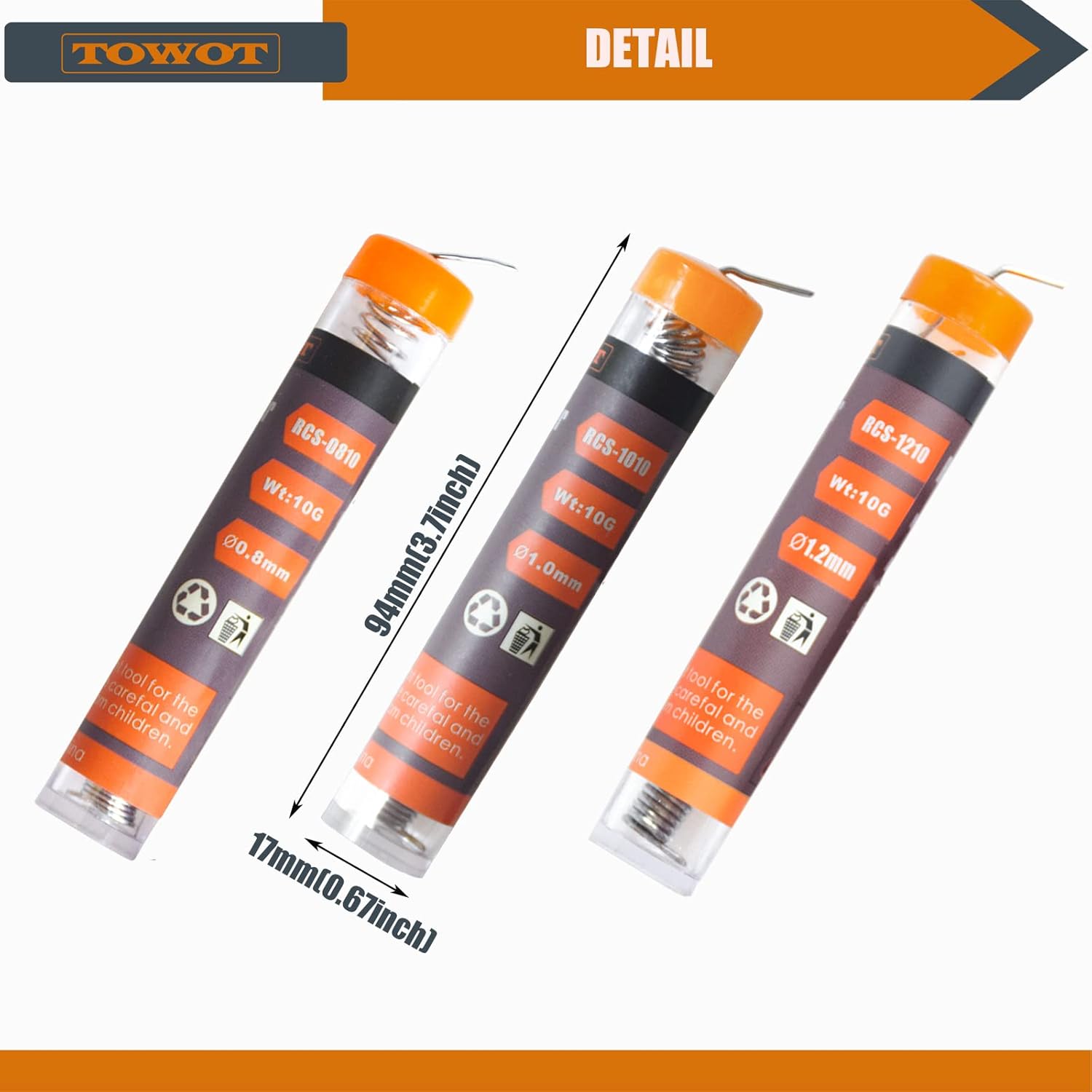 TOWOT Alambre de soldadura con núcleo de colofonia, 3 PCS (0.031 in0.35 oz) Herramienta de soldadura de hierro fundente de núcleo de estaño y plomo