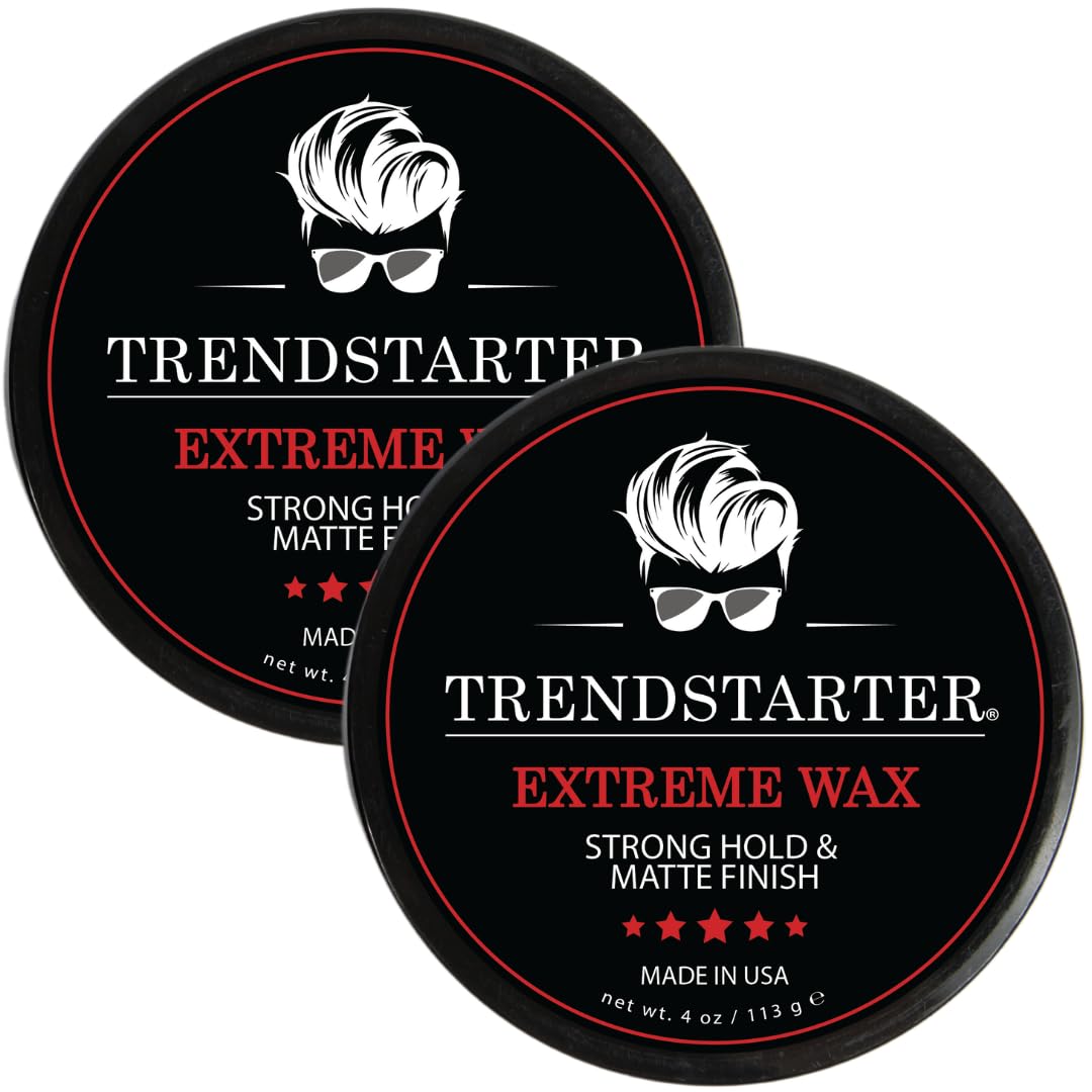 TRENDSTARTER – Cera extrema (4 onzas) (2 unidades) – Fuerte fijación – Acabado mate – Productos para el cabello para hombre – Base de agua premium –