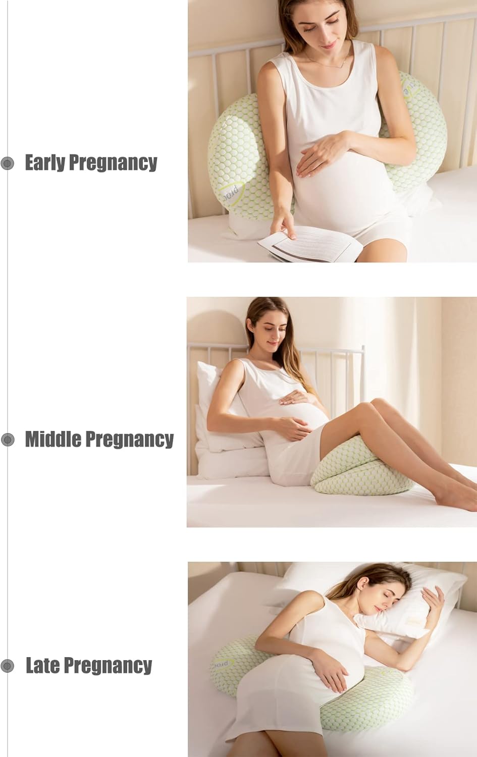 misszhi Almohadas de embarazo para dormir, almohada de maternidad con funda de almohada desmontable y ajustable, soporte para espalda, piernas,