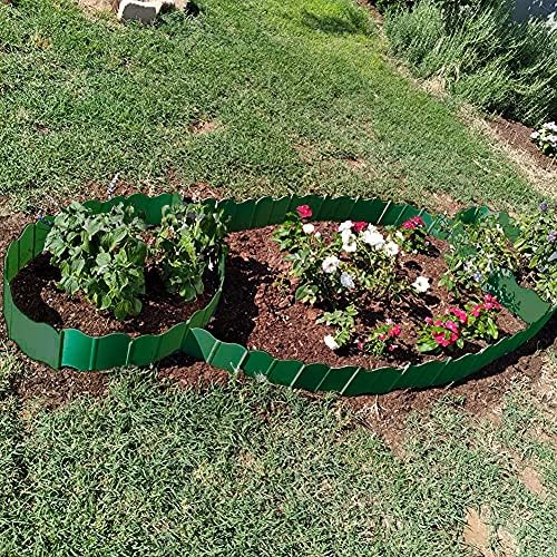 Juego de 40 bordes de jardín, 40 unidades, borde de césped entrelazado, borde decorativo para jardín, césped, cama de flores (40, verde)