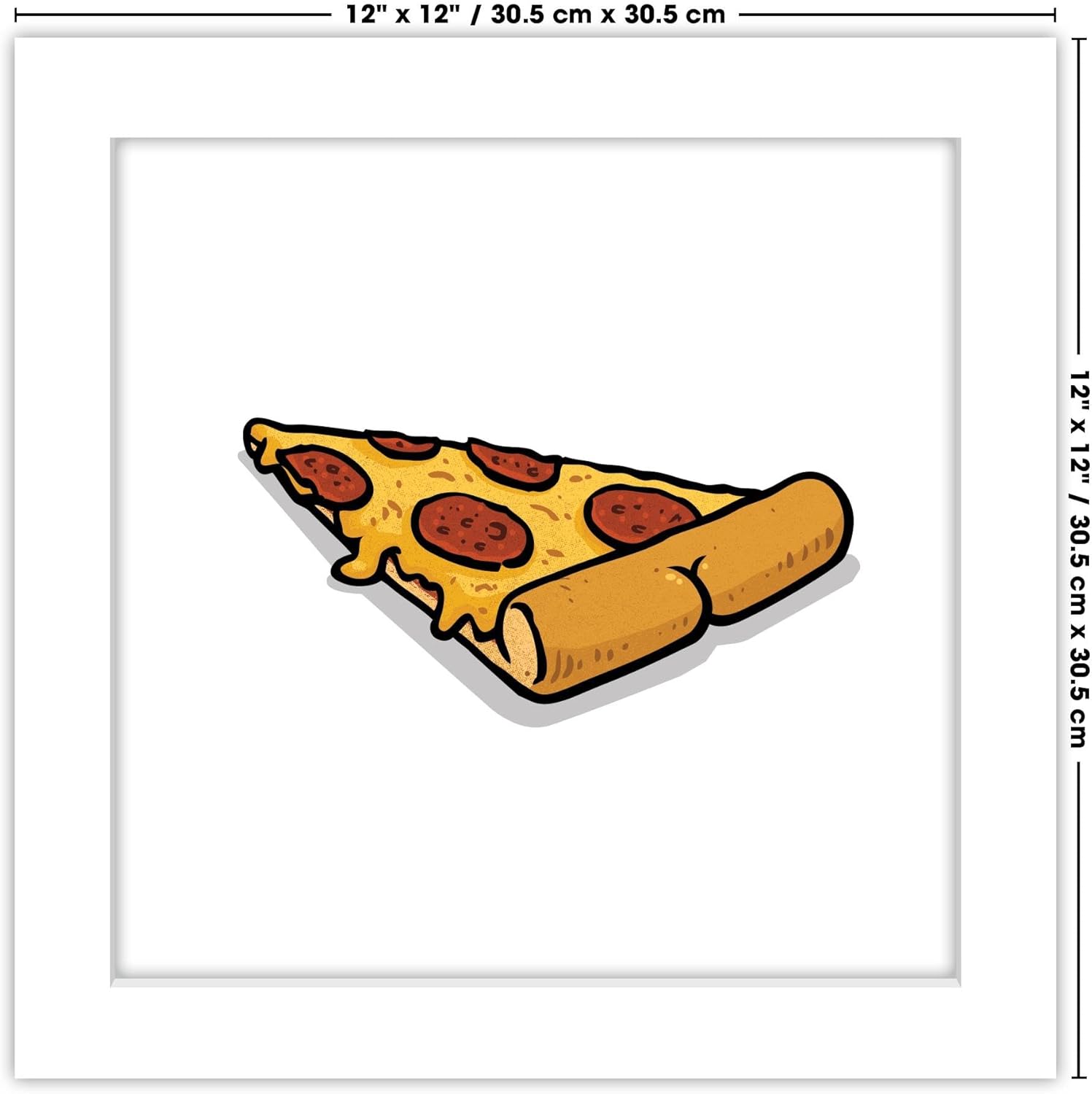 Trends International Gallery Pops Brian Cook Butts On Things – Póster de pared de pizza, 12.00 x 12.00 pulgadas, versión de marco blanco