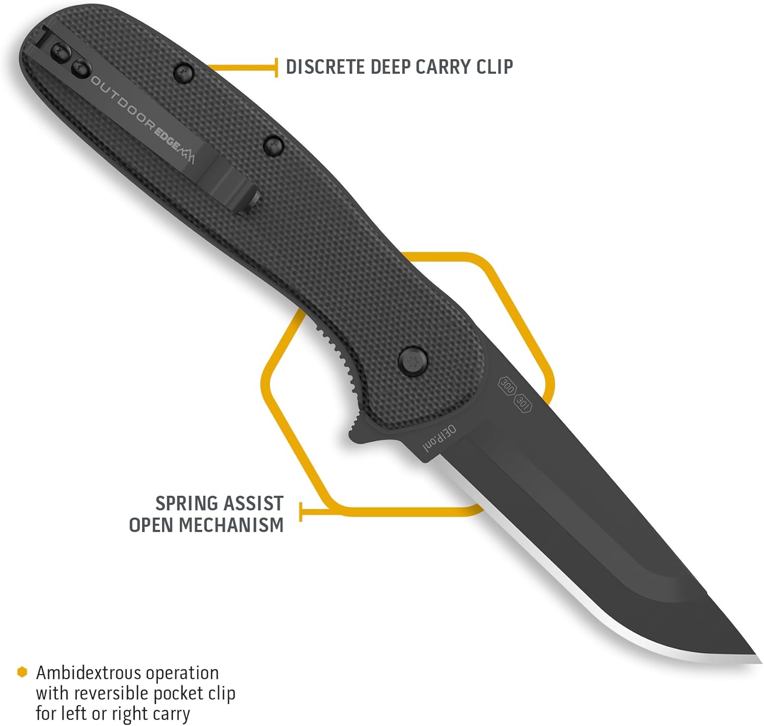 OUTDOOR EDGE RAZOR VX2  Cuchillo de bolsillo plegable EDC asistido con hoja reemplazable  Hoja de 3 pulgadas, mango de acero inoxidable G-10 negro,