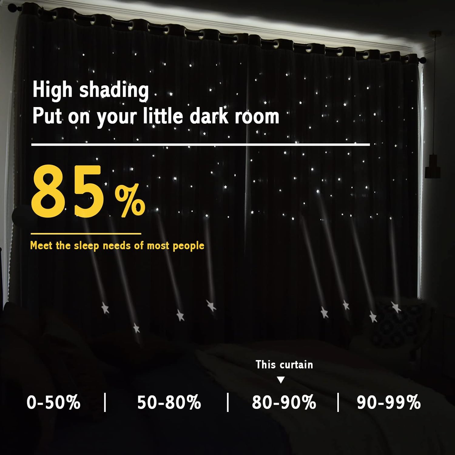 Jilron Cortinas opacas con estrellas huecas para habitaciones de niños, niñas, cortina corta de princesa para decoración de dormitorio de hija,