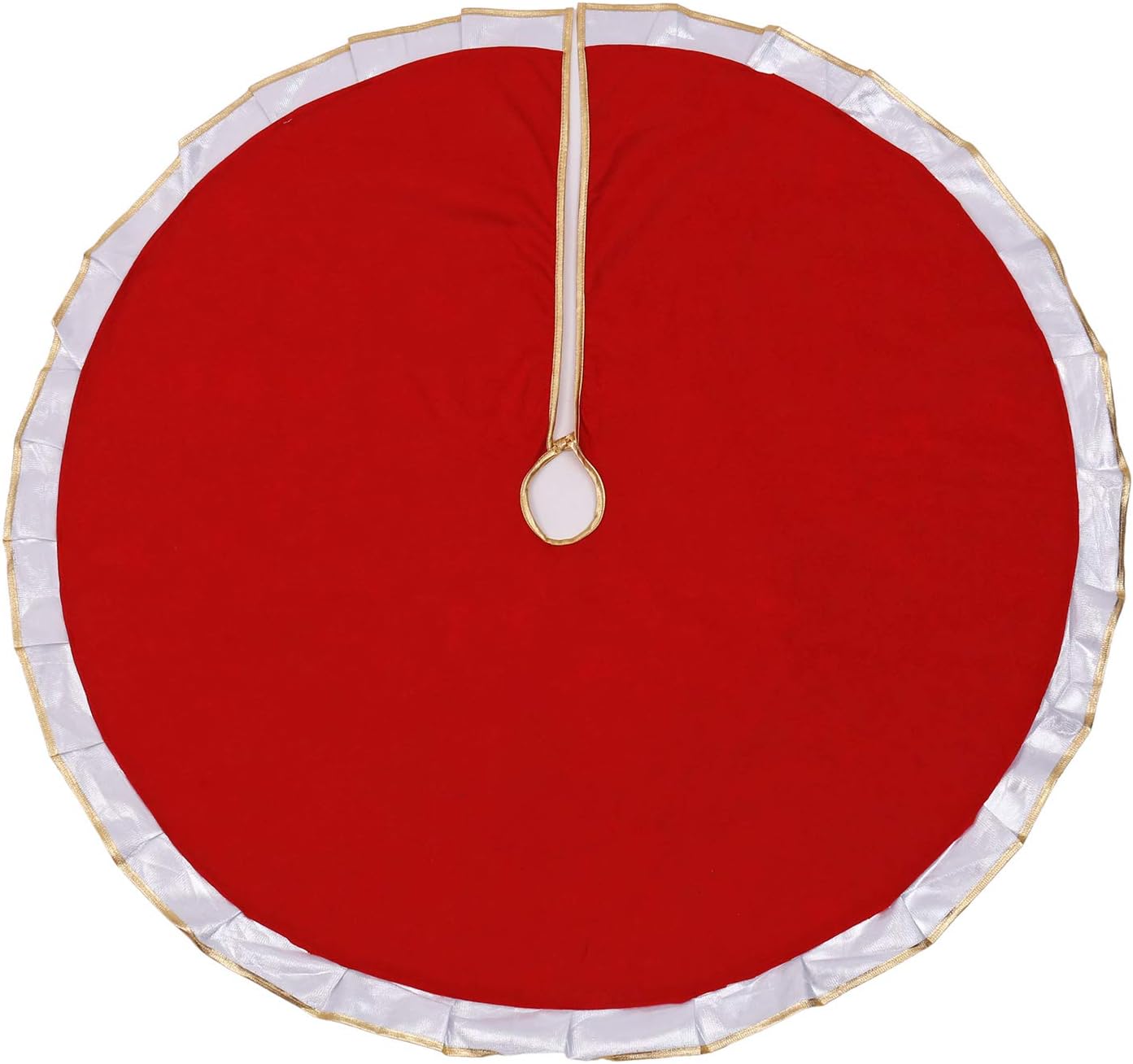 Sattiyrch Falda de árbol de Navidad con borde dorado de 36 pulgadas, decoración de renos de Papá Noel de franela para árbol de Navidad de 6 pies7.5