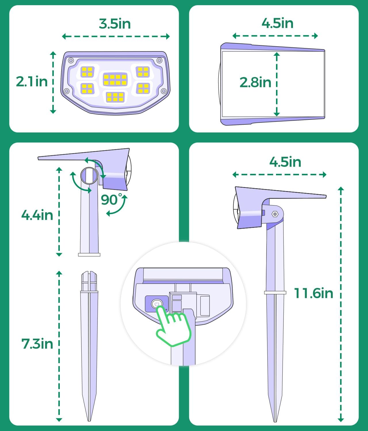 Airmee Luces solares para exteriores para exteriores, 700 lúmenes, luces de punto brillantes IP68 impermeables, 3 modos, luces solares de paisaje de
