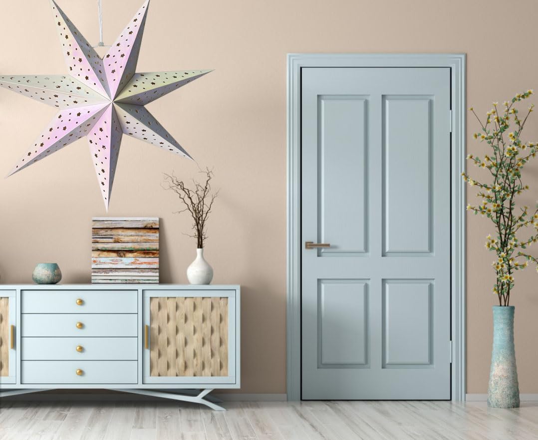Linterna de papel con estrella de papel, pantalla colgante de Navidad, decoración para boda, fiesta de cumpleaños, decoración del hogar (M, blanco