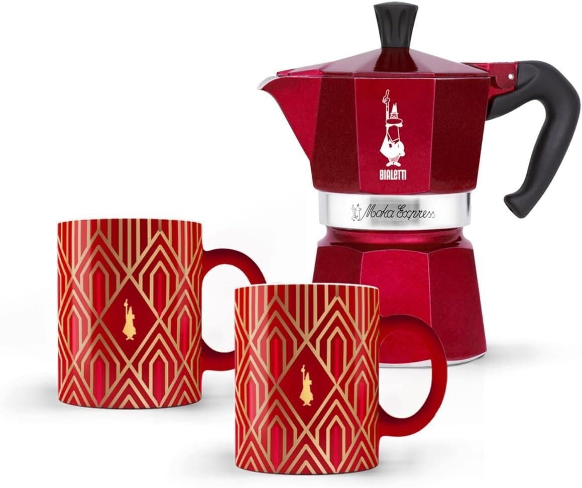 Bialetti Set Moka Express 3 Tazas + 2 Tazas Art Deco