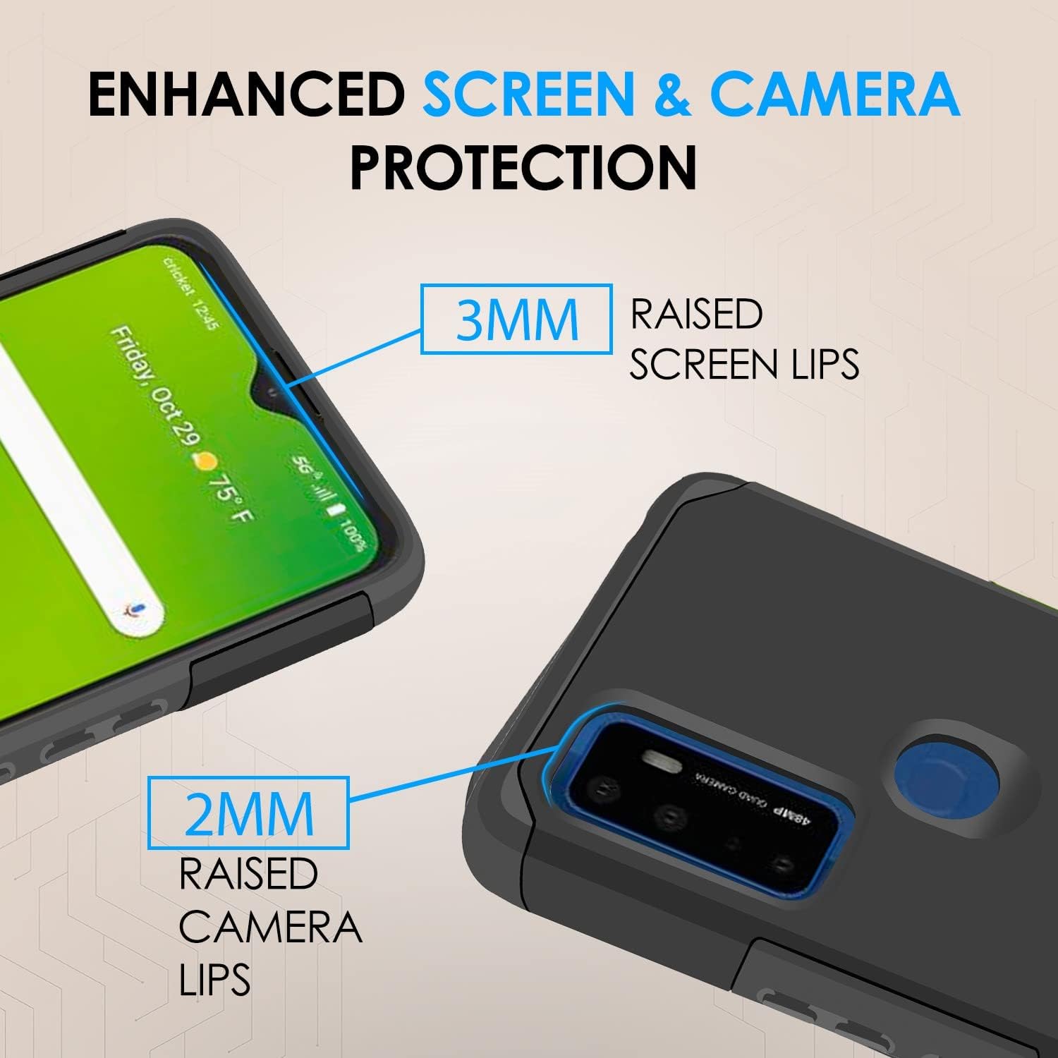 TJS Compatible con AT&T Radiant Max 5G 6.8 pulgadasCricket Dream 5GCricket Innovate 5GAT&T Fusion 5G, con protector de pantalla de vidrio templado,