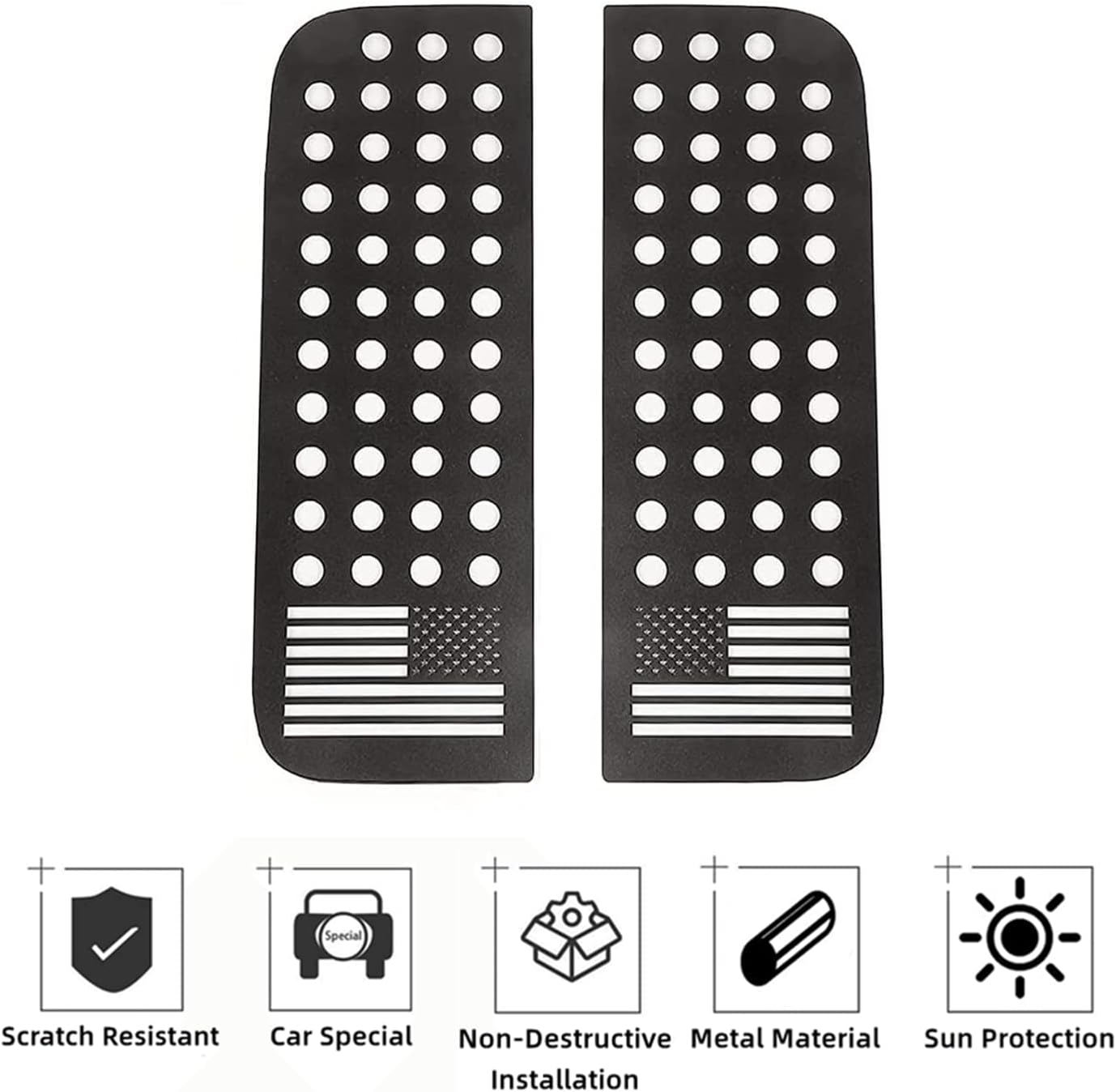 POETRYXIAO Calcomanías para ventana trasera, calcomanías de aleación de aluminio, cubierta de panel de vidrio, estilo bandera de EE. UU. para Jeep