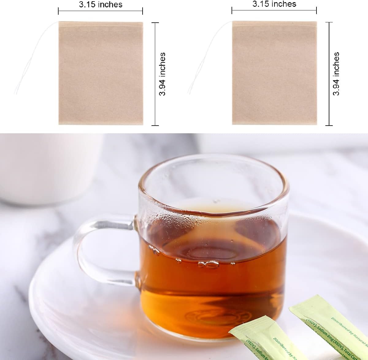 Paquete de 400 bolsas de filtro de té desechables con cordón, seguras y naturales, de papel sin blanquear, infusor de té, bolsa vacía con cordón