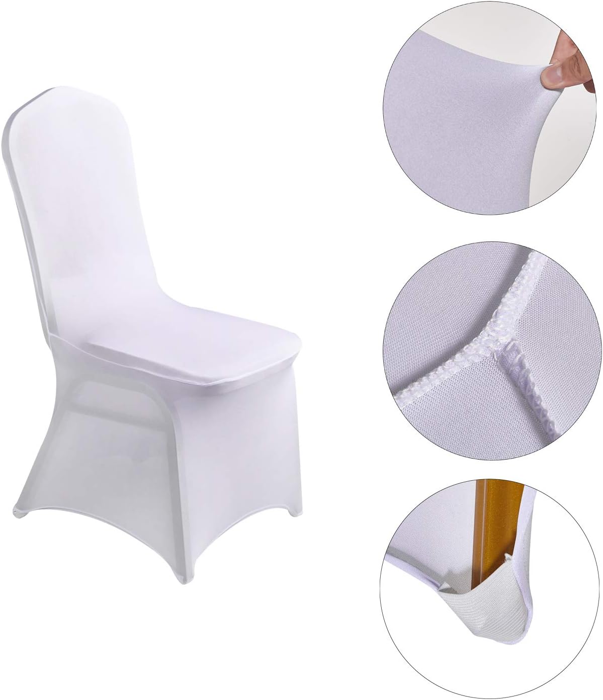 LZY 20 fundas elásticas de elastano para sillas de bodas, fiestas, banquetes de comedor y decoración de sillas (blanco, 20)